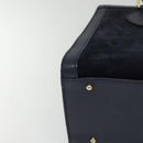 GUCCI Bamboo Hand Bag Suede Navy Gold 002 123 0260 Auth 127217-10