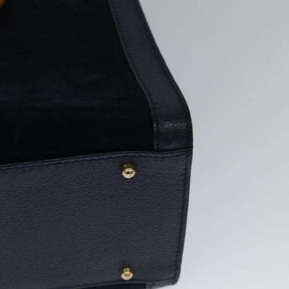 GUCCI Bamboo Hand Bag Suede Navy Gold 002 123 0260 Auth 127217