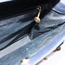 GUCCI Bamboo Hand Bag Suede Navy Gold 002 123 0260 Auth 127217-16