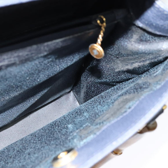 GUCCI Bamboo Hand Bag Suede Navy Gold 002 123 0260 Auth 127217