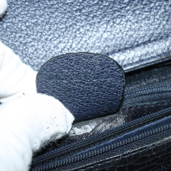 GUCCI Bamboo Hand Bag Suede Navy Gold 002 123 0260 Auth 127217