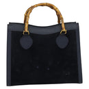 GUCCI Bamboo Hand Bag Suede Navy Gold 002 123 0260 Auth 127217-2