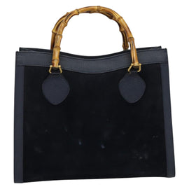GUCCI Bamboo Hand Bag Suede Navy Gold 002 123 0260 Auth 127217 - 0