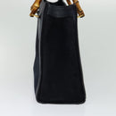 GUCCI Bamboo Hand Bag Suede Navy Gold 002 123 0260 Auth 127217-4