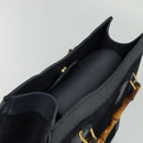 GUCCI Bamboo Hand Bag Suede Navy Gold 002 123 0260 Auth 127217-6