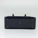 GUCCI Bamboo Hand Bag Suede Navy Gold 002 123 0260 Auth 127217-9
