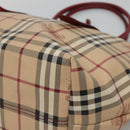 BURBERRY Nova Check Tote Bag PVC Beige Gold Auth 127229-10