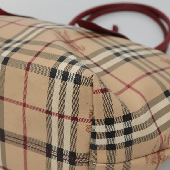 BURBERRY Nova Check Tote Bag PVC Beige Gold Auth 127229