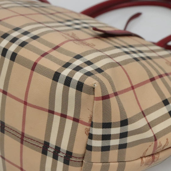 BURBERRY Nova Check Tote Bag PVC Beige Gold Auth 127229