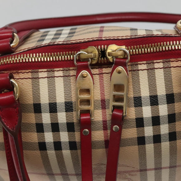 BURBERRY Nova Check Tote Bag PVC Beige Gold Auth 127229