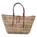 BURBERRY Nova Check Tote Bag PVC Beige Gold Auth 127229-2