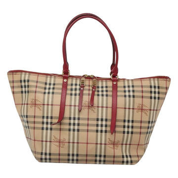 BURBERRY Nova Check Tote Bag PVC Beige Gold Auth 127229 - 0