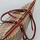 BURBERRY Nova Check Tote Bag PVC Beige Gold Auth 127229-6