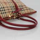 BURBERRY Nova Check Tote Bag PVC Beige Gold Auth 127229-7