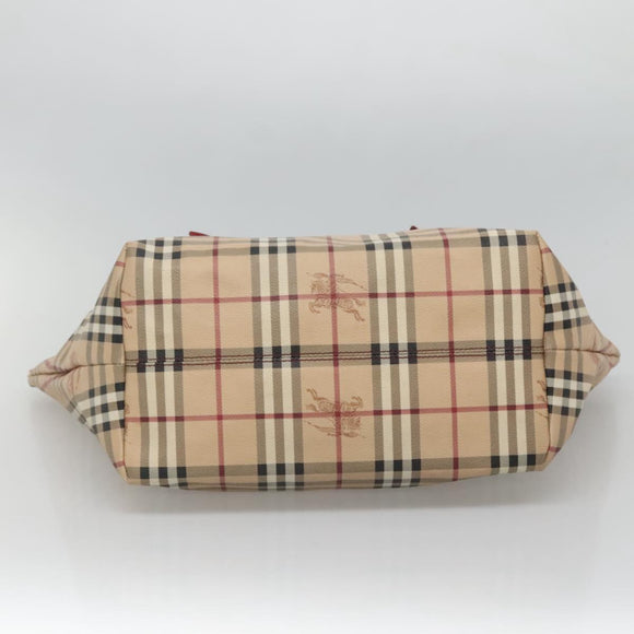 BURBERRY Nova Check Tote Bag PVC Beige Gold Auth 127229