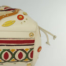 PRADA Hand Bag Canvas Beige Gold Auth 127232-16