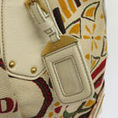 PRADA Hand Bag Canvas Beige Gold Auth 127232-18