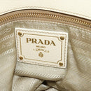 PRADA Hand Bag Canvas Beige Gold Auth 127232-19