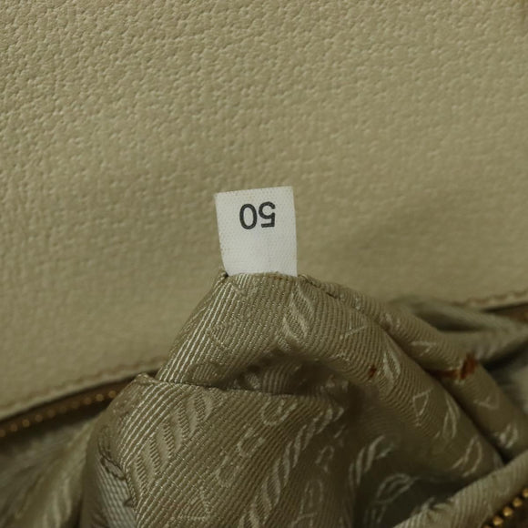 PRADA Hand Bag Canvas Beige Gold Auth 127232