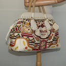 PRADA Hand Bag Canvas Beige Gold Auth 127232-23