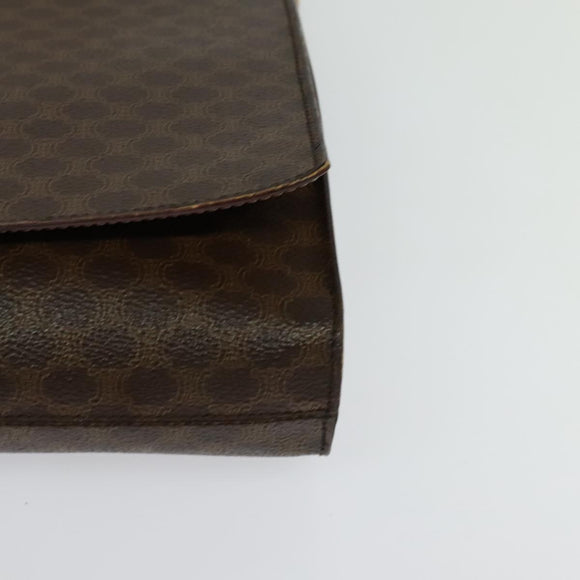 CELINE Macadam Canvas Shoulder Bag PVC Brown Gold Auth 127234