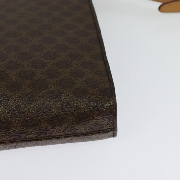 CELINE Macadam Canvas Shoulder Bag PVC Brown Gold Auth 127234