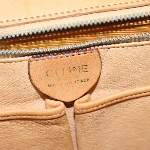 CELINE Macadam Canvas Shoulder Bag PVC Brown Gold Auth 127234