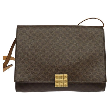 CELINE Macadam Canvas Shoulder Bag PVC Brown Gold Auth 127234 - 0