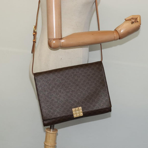CELINE Macadam Canvas Shoulder Bag PVC Brown Gold Auth 127234