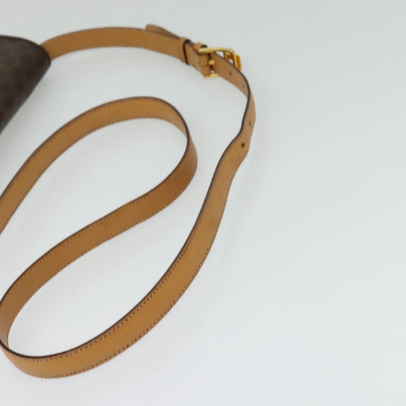 CELINE Macadam Canvas Shoulder Bag PVC Brown Gold Auth 127234