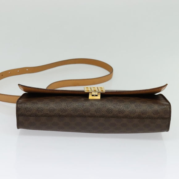 CELINE Macadam Canvas Shoulder Bag PVC Brown Gold Auth 127234