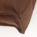 HERMES Her Line MM Hand Bag Canvas Brown Silver Auth 127252-9