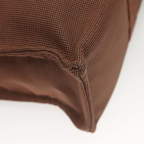 HERMES Her Line MM Hand Bag Canvas Brown Silver Auth 127252