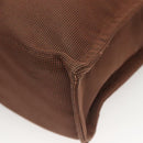 HERMES Her Line MM Hand Bag Canvas Brown Silver Auth 127252-14
