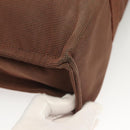 HERMES Her Line MM Hand Bag Canvas Brown Silver Auth 127252-15