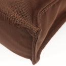HERMES Her Line MM Hand Bag Canvas Brown Silver Auth 127252-16