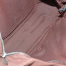 HERMES Her Line MM Hand Bag Canvas Brown Silver Auth 127252-11