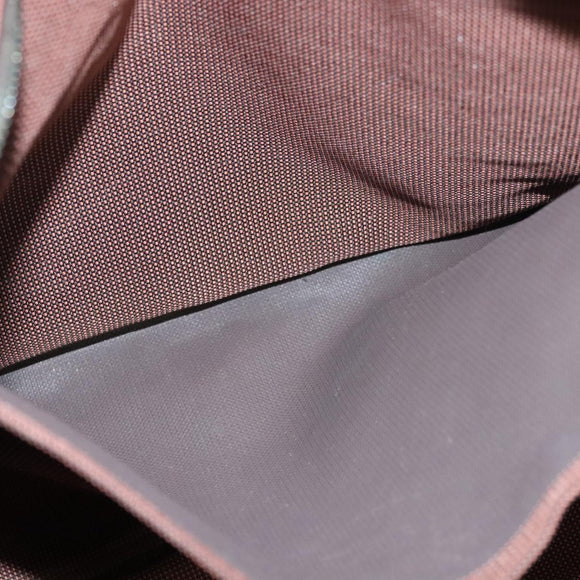 HERMES Her Line MM Hand Bag Canvas Brown Silver Auth 127252