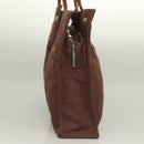 HERMES Her Line MM Hand Bag Canvas Brown Silver Auth 127252-3