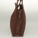 HERMES Her Line MM Hand Bag Canvas Brown Silver Auth 127252-4