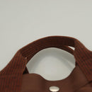 HERMES Her Line MM Hand Bag Canvas Brown Silver Auth 127252-8