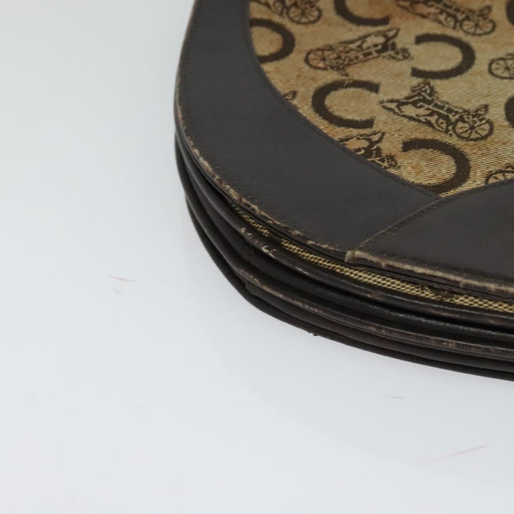 CELINE C Sulky Hand Bag Canvas Brown Gold Auth 127253