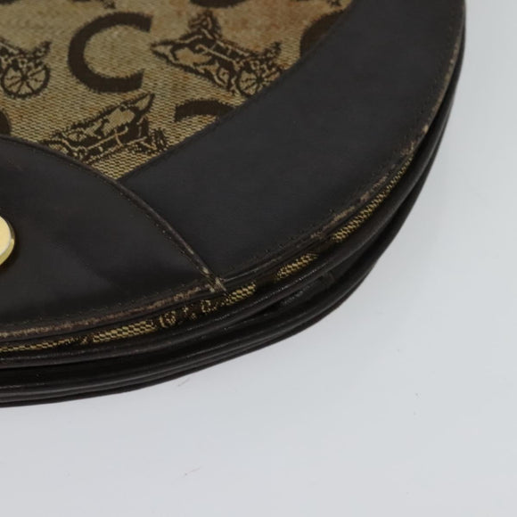 CELINE C Sulky Hand Bag Canvas Brown Gold Auth 127253