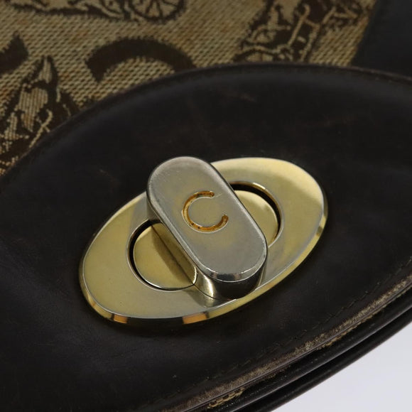 CELINE C Sulky Hand Bag Canvas Brown Gold Auth 127253