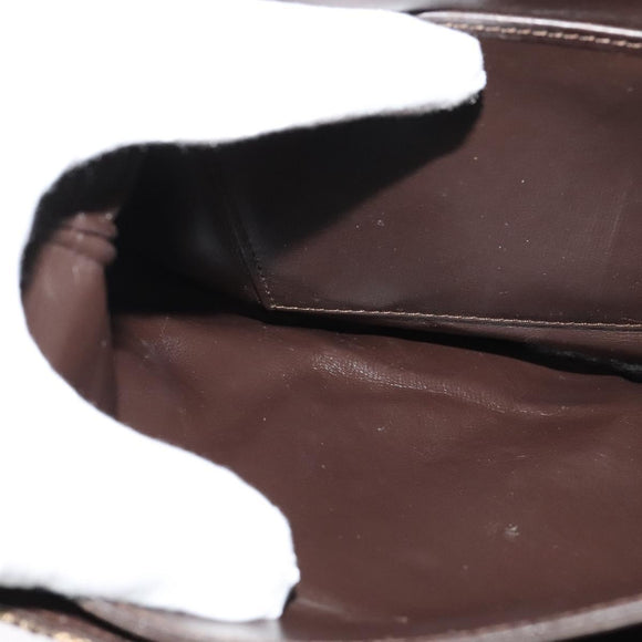 CELINE C Sulky Hand Bag Canvas Brown Gold Auth 127253