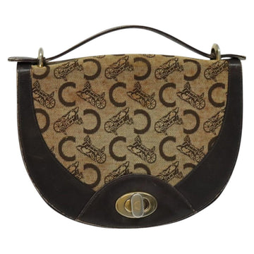 CELINE C Sulky Hand Bag Canvas Brown Gold Auth 127253 - 0