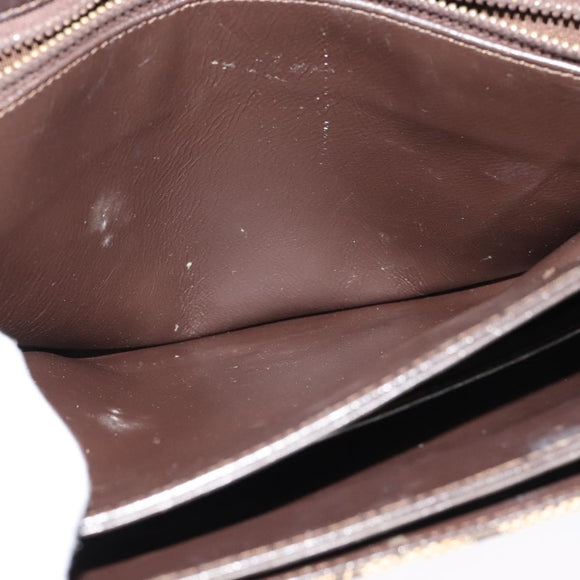 CELINE C Sulky Hand Bag Canvas Brown Gold Auth 127253