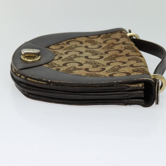 CELINE C Sulky Hand Bag Canvas Brown Gold Auth 127253