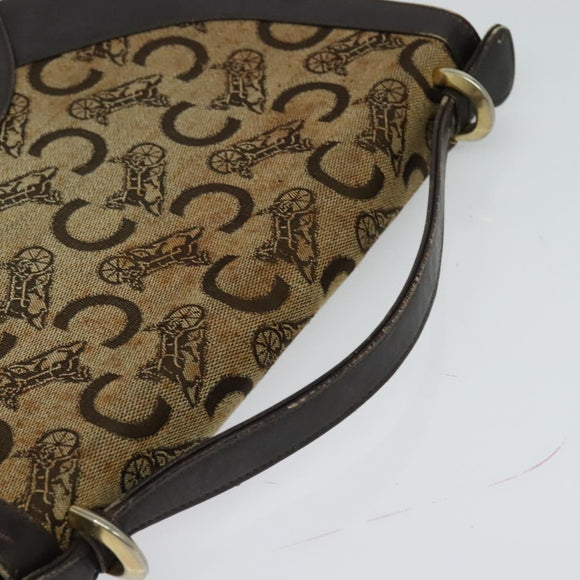 CELINE C Sulky Hand Bag Canvas Brown Gold Auth 127253