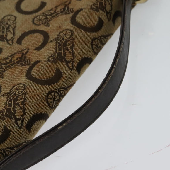 CELINE C Sulky Hand Bag Canvas Brown Gold Auth 127253